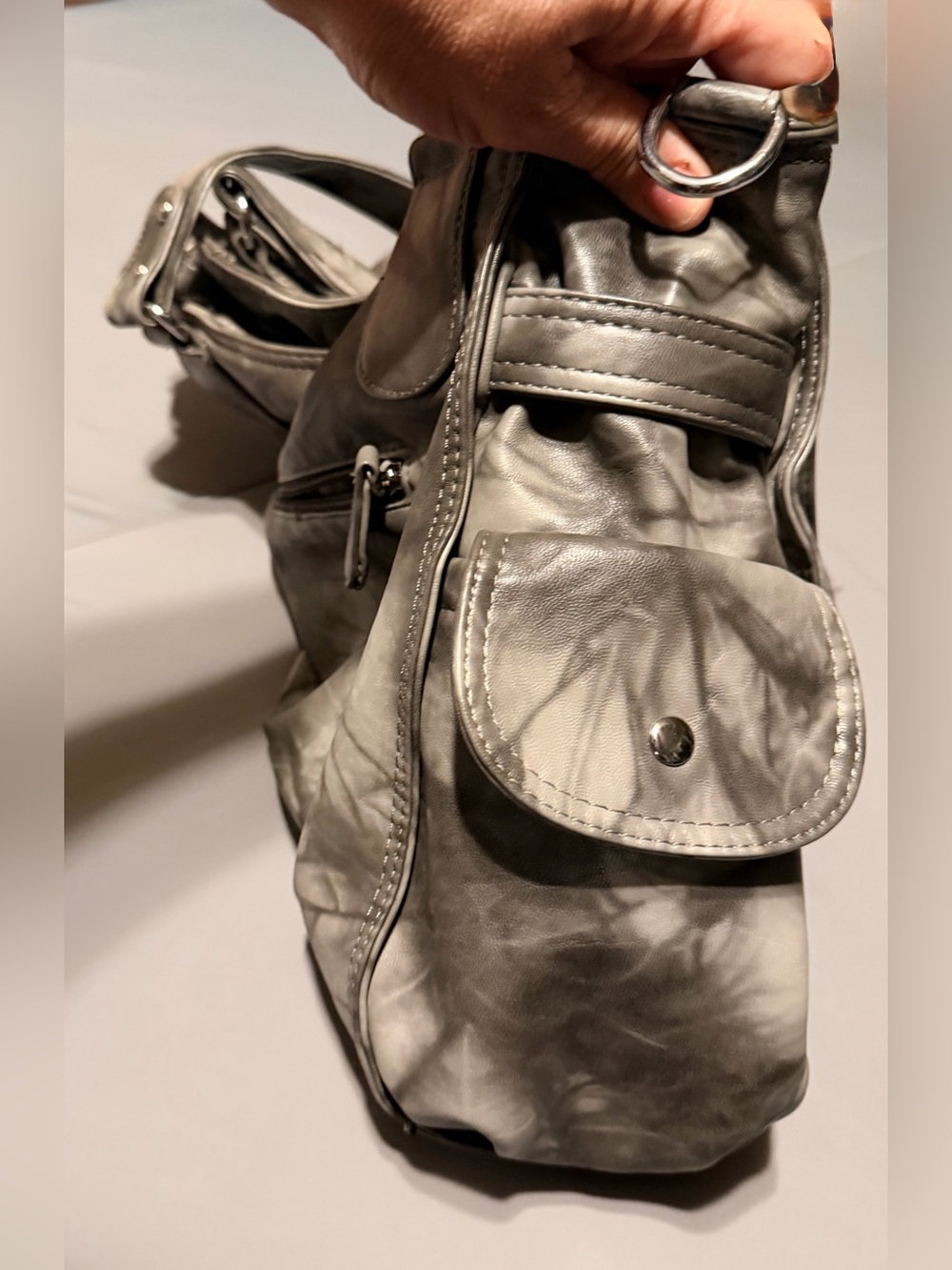Angel Kiss Metallic Silver Tie-Dye Shoulder Bag - Picture 3 of 15